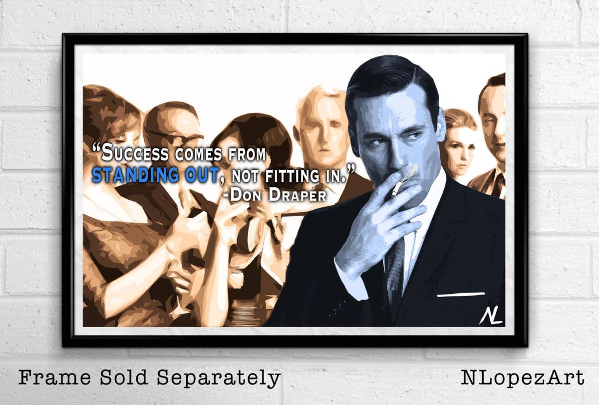 Don Draper From Mad Men Quote Illustration - Television 60'S - Poster | Canvas Wall Art Print