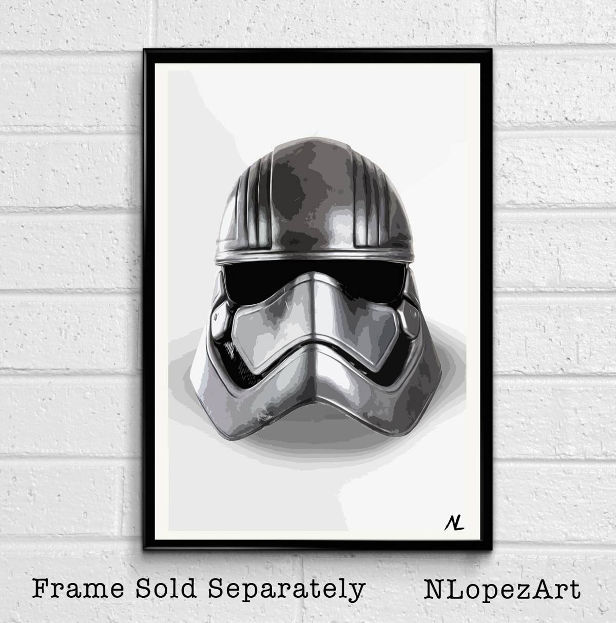 Star Wars - Captain Phasma Chrome Helmet - The Force Awakens Illustration - Poster | Canvas Wall Art Print