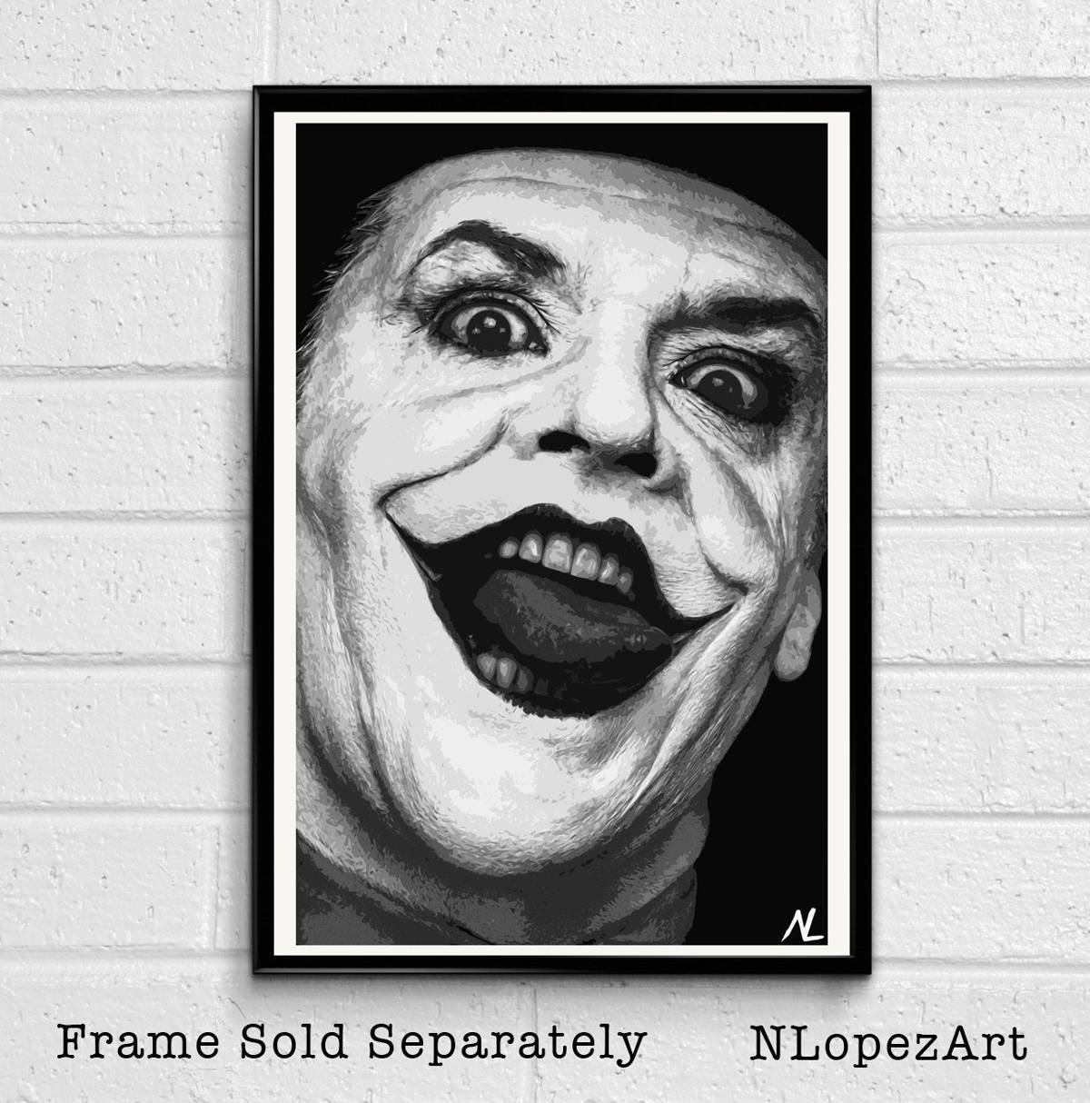 The Joker Jack Nicholson Illustration #2 - Batman Film Superhero Movie Clown - Poster | Canvas Wall Art Print