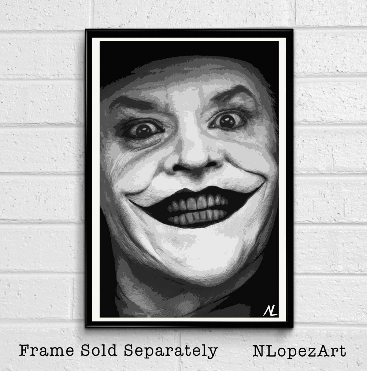 The Joker Jack Nicholson Illustration #3 - Batman Film Superhero Movie Clown - Poster | Canvas Wall Art Print