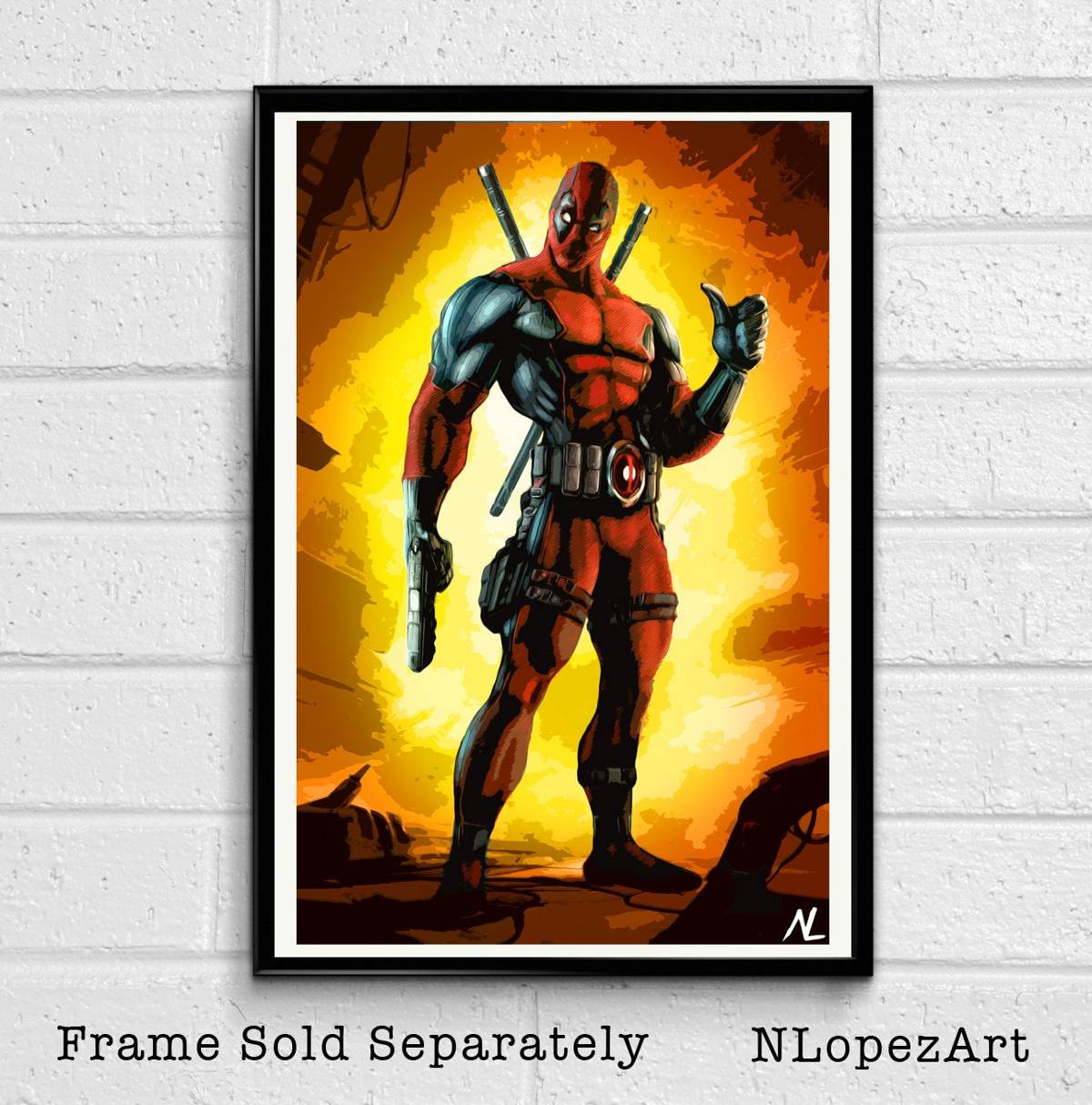 Deadpool Illustration #8 - Marvel Superhero Film Comicbook Movie - Poster | Canvas Wall Art Print