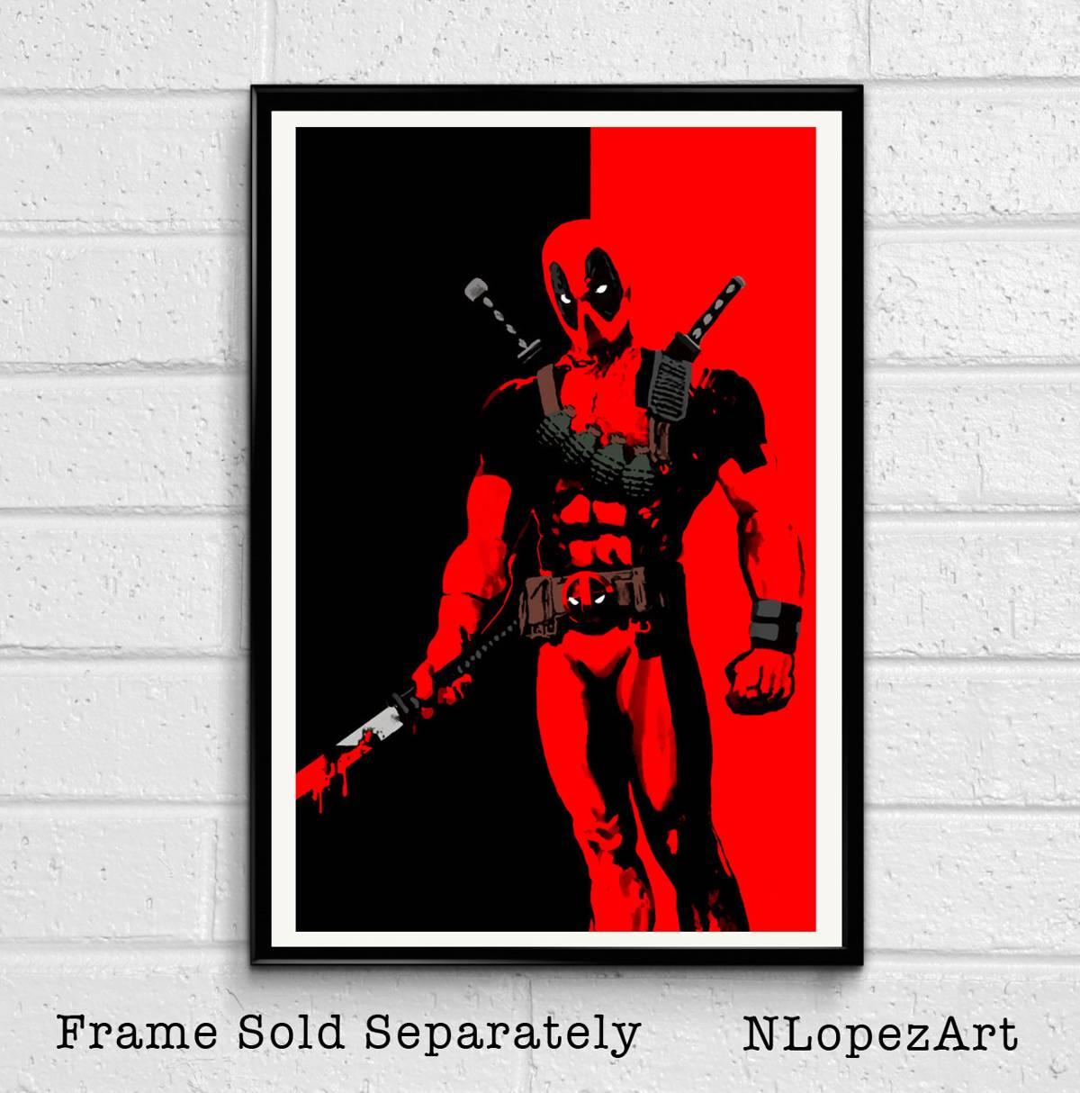 Deadpool Illustration #7 - Marvel Superhero Film Comicbook Movie - Poster | Canvas Wall Art Print