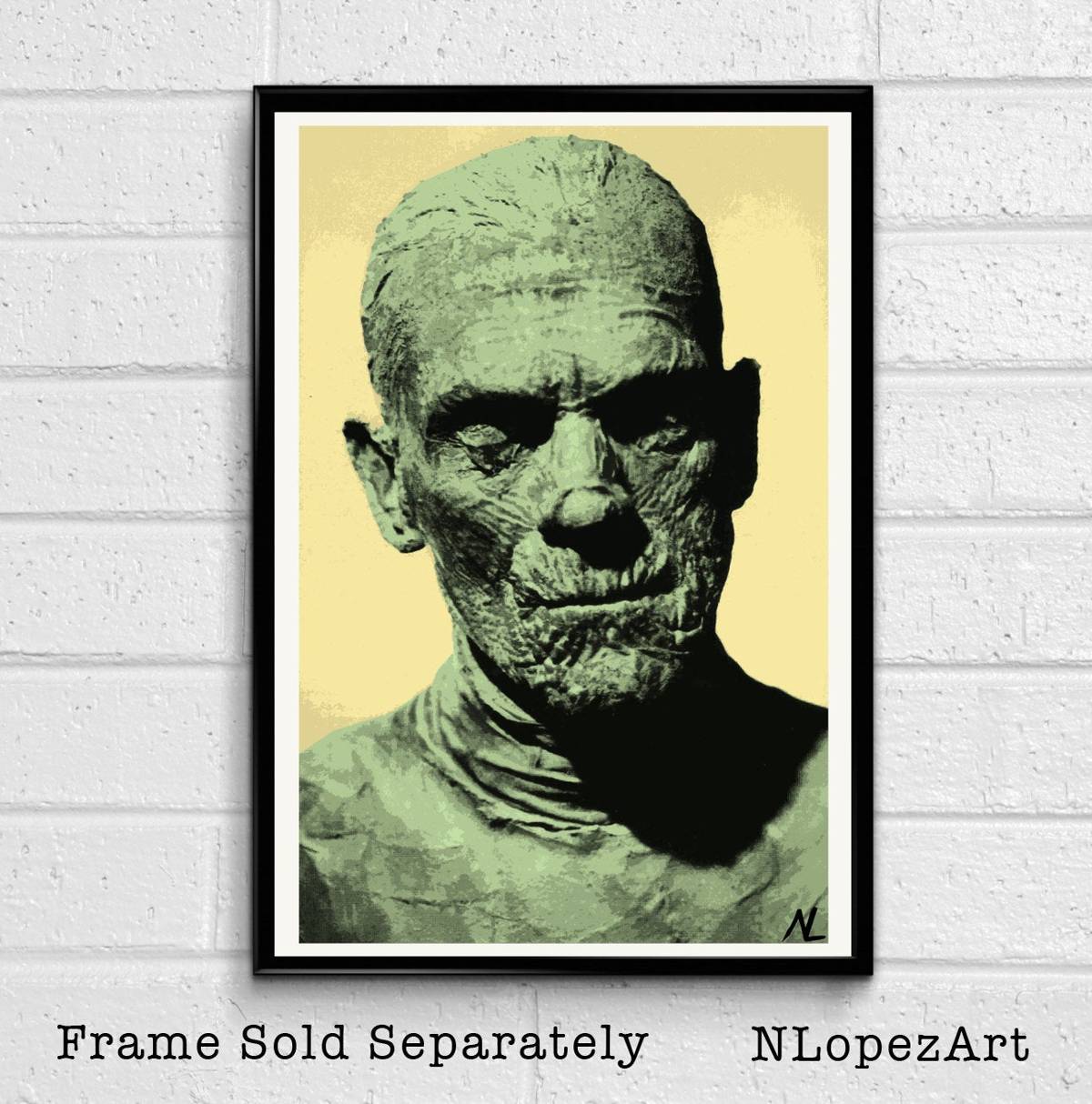 The Mummy Color Or Black And White Illustration- Imhotep Egyptian Horror Movie - Poster | Canvas Wall Art Print