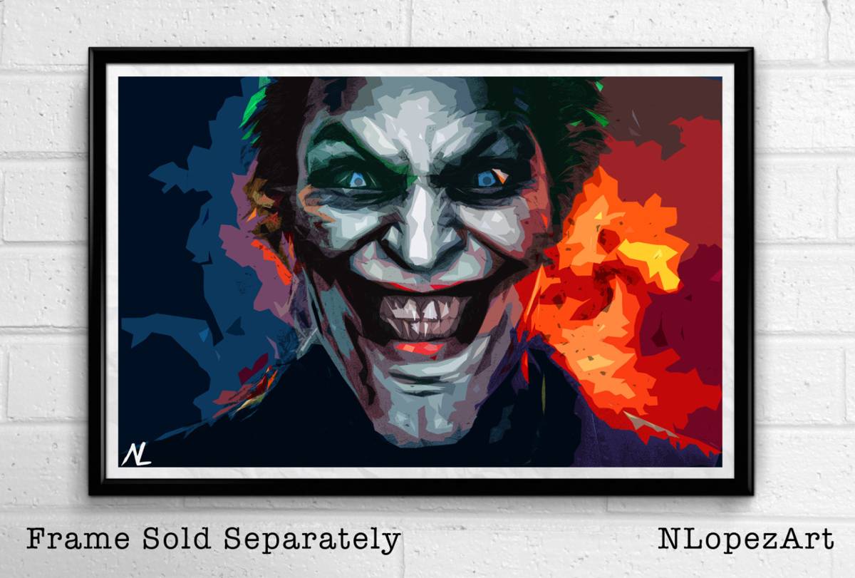 The Joker Illustration #3 - Batman Villian Superhero Movie Film Comicbook - Poster | Canvas Wall Art Print