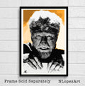 The Wolf Man Werewolf Illustration - Horror Movie Film - Poster | Canvas Wall Art Print