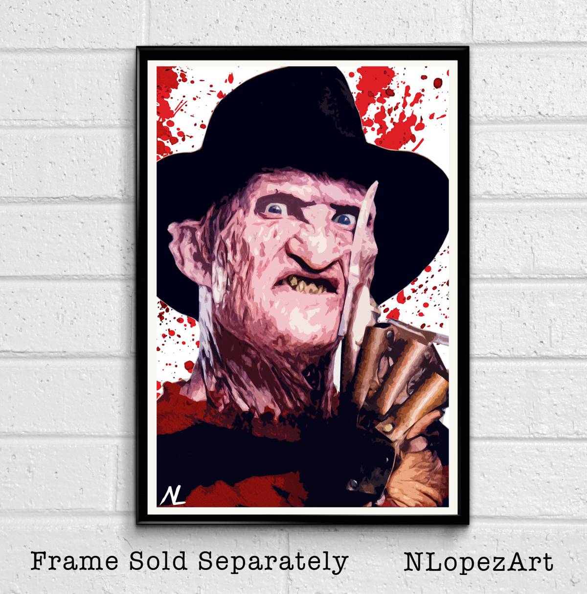 Freddy Krueger From A Nightmare On Elm Street Illustration - Horror Movie Halloween Scary Film - Poster | Canvas Wall Art Print