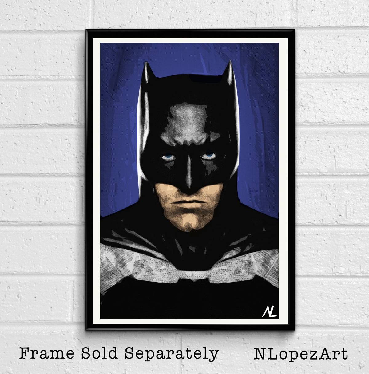 Batman V Superman Illustration - Ben Affleck Superhero Movie Comicbook - Poster | Canvas Wall Art Print