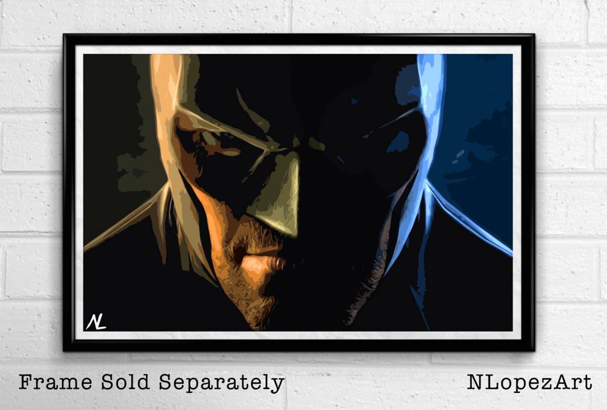 Batman Arkham Illustration - Superhero Movie Comicbook - Poster | Canvas Wall Art Print