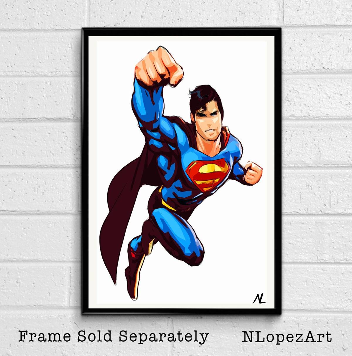 Superman Man Of Steel Illustration - Justice League Superhero Comicbook - Poster | Canvas Wall Art Print