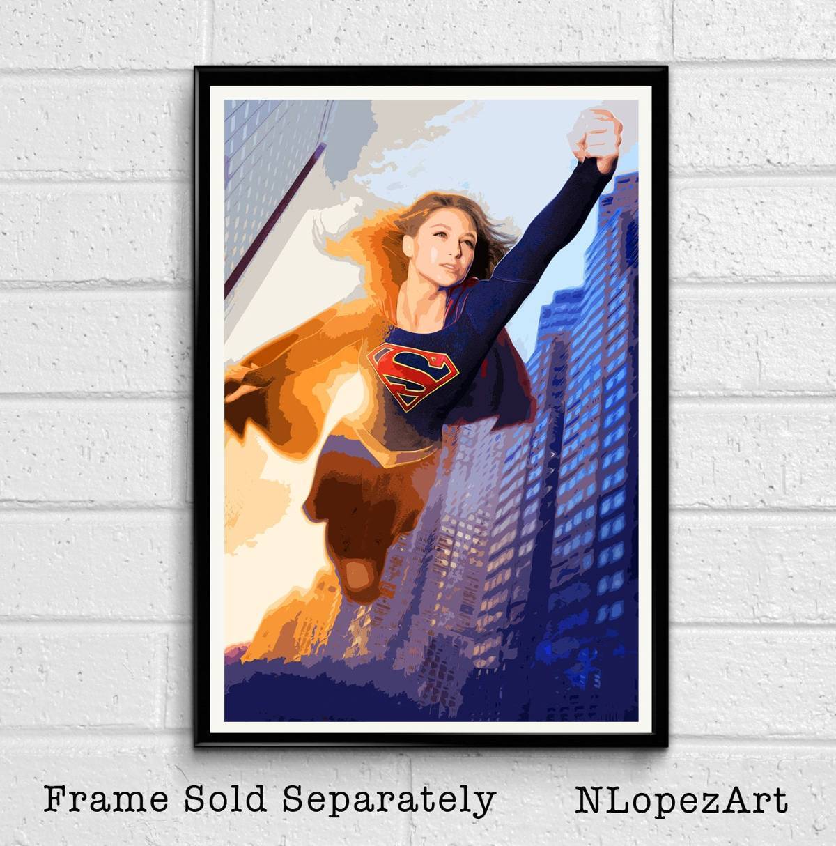 Supergirl Cbs Illustration - Television Superhero Comicbook - Poster | Canvas Wall Art Print