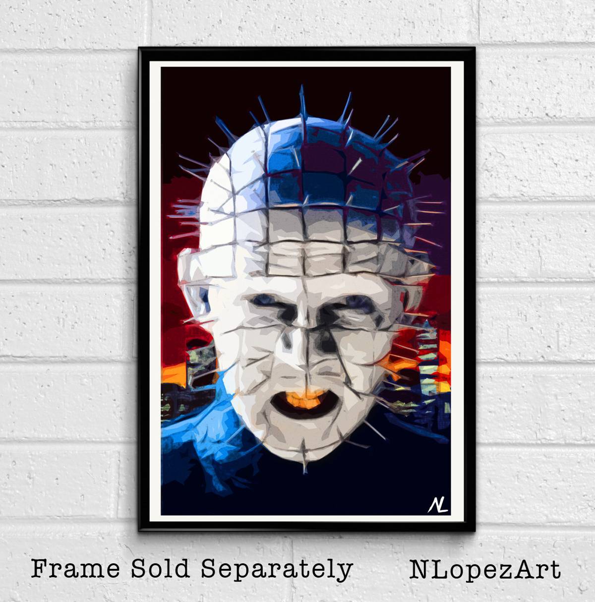 Pinhead From Hellraiser Illustration - Horror Movie Halloween - Poster | Canvas Wall Art Print