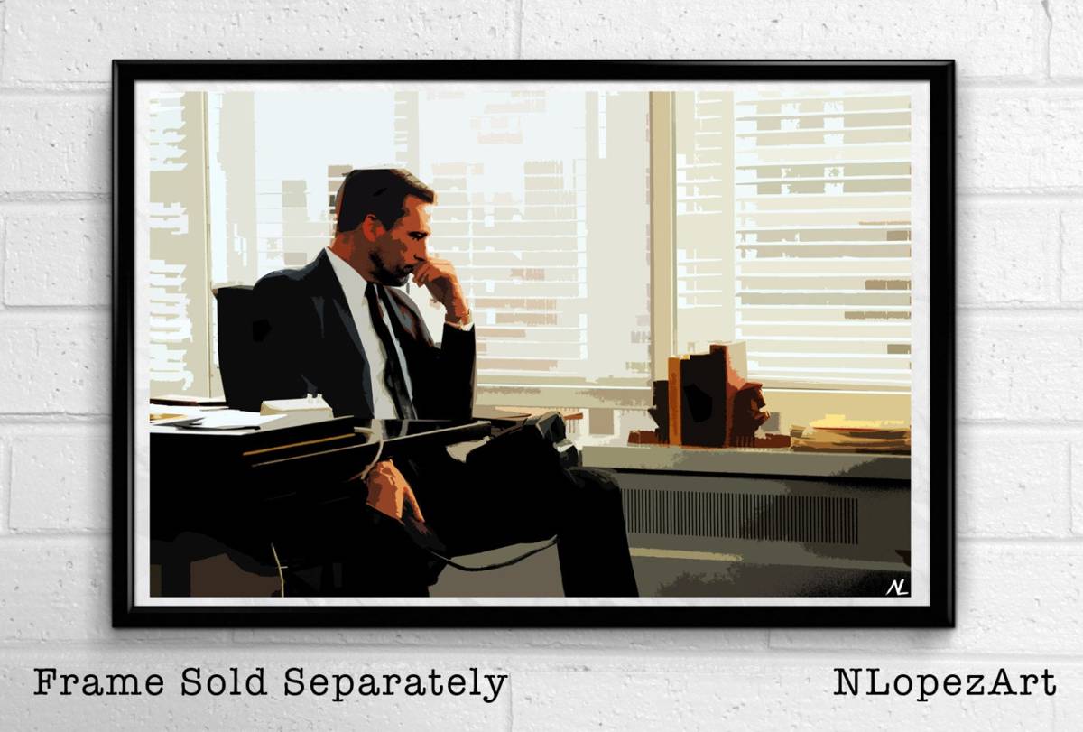 Don Draper From Mad Men Television Illustration #3 - Madmen 60'S - Poster | Canvas Wall Art Print