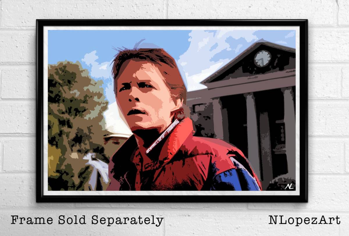 Back To The Future Marty Mcfly Illustration - Sci-Fi Film Movie - Poster | Canvas Wall Art Print