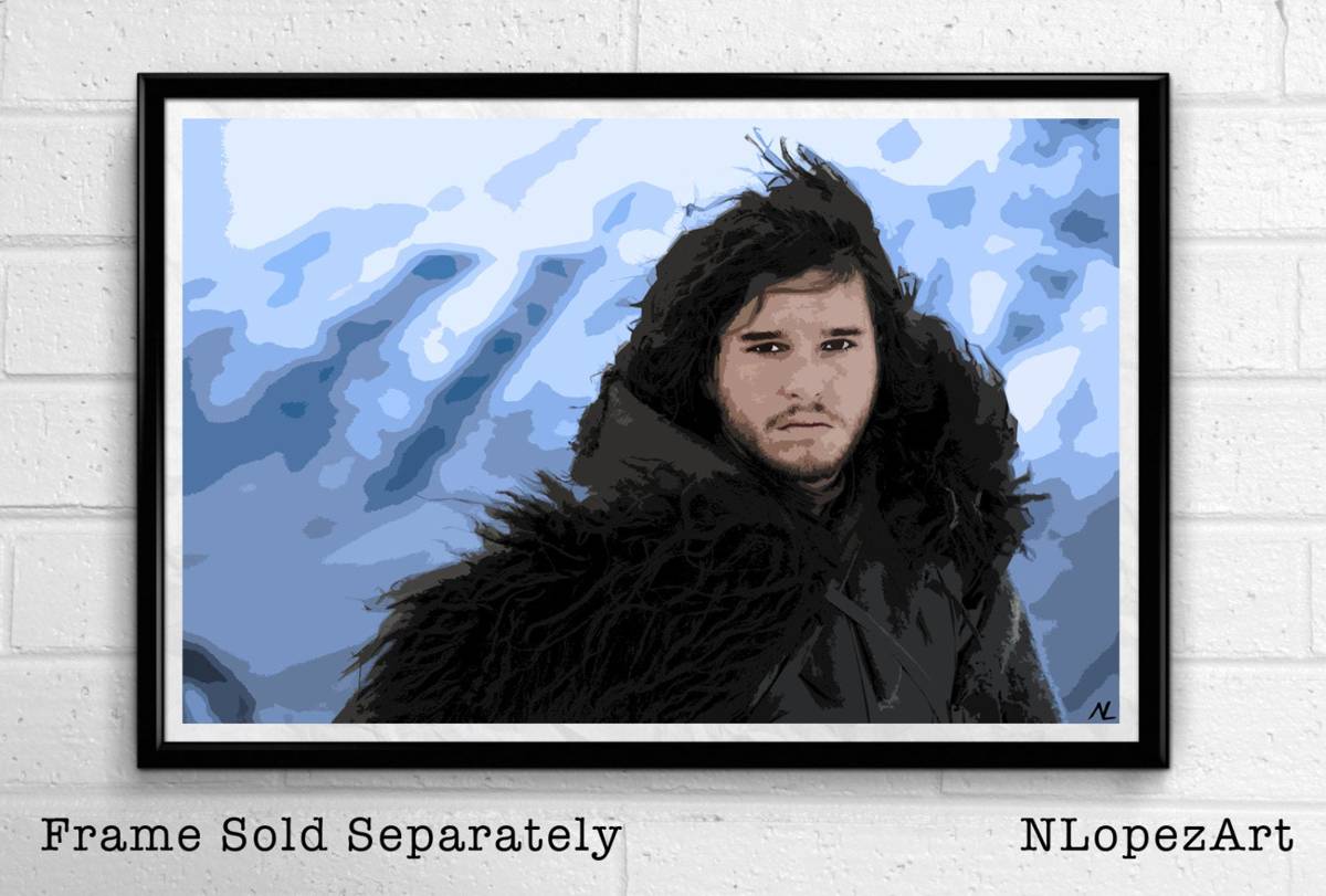 Jon Snow Illustration #1 - Game Of Thrones Fantasy Westeros Song Of Ice And Fire - Poster | Canvas Wall Art Print