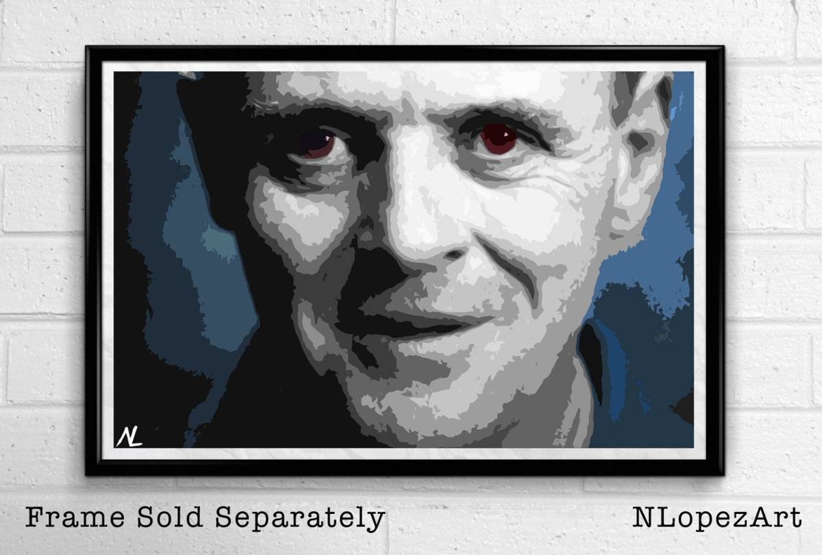 Doctor Hannibal Lecter Illustration - Silence Of The Lambs - Red Dragon Film Horror Movie - Poster | Canvas Wall Art Print