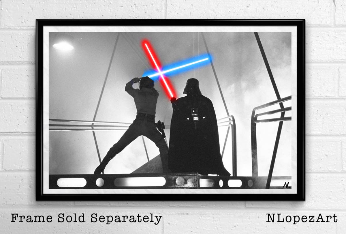 Luke Skywalker And Darth Vader Star Wars Illustration - Empire Strikes Back Movie Film - Poster | Canvas Wall Art Print
