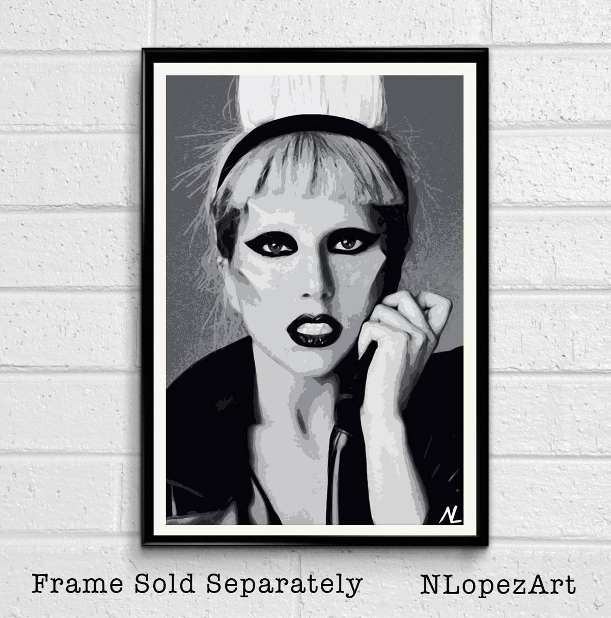 Lady Gaga Illustration #2 - Music Icon - Poster | Canvas Wall Art Print