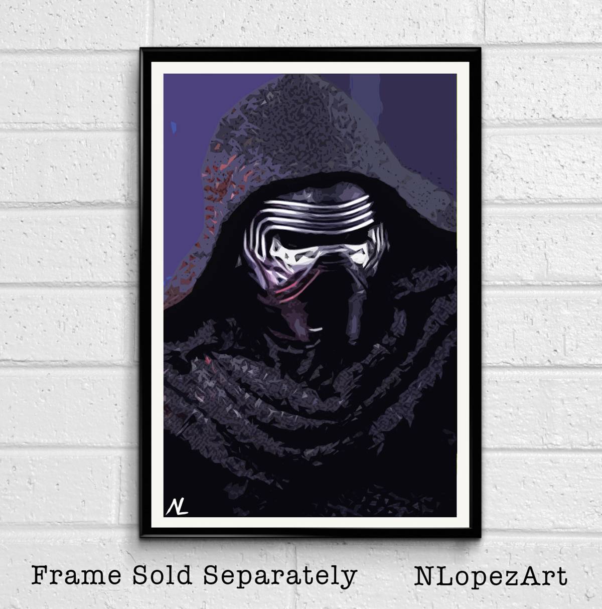 Kylo Ren From Star Wars Illustration #4 - The Force Awakens Sci-Fi Film Movie - Poster | Canvas Wall Art Print