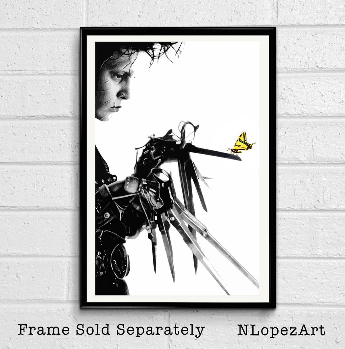 Edward Scissorhands Illustration - Tim Burton Film Johnny Depp Movie - Poster | Canvas Wall Art Print