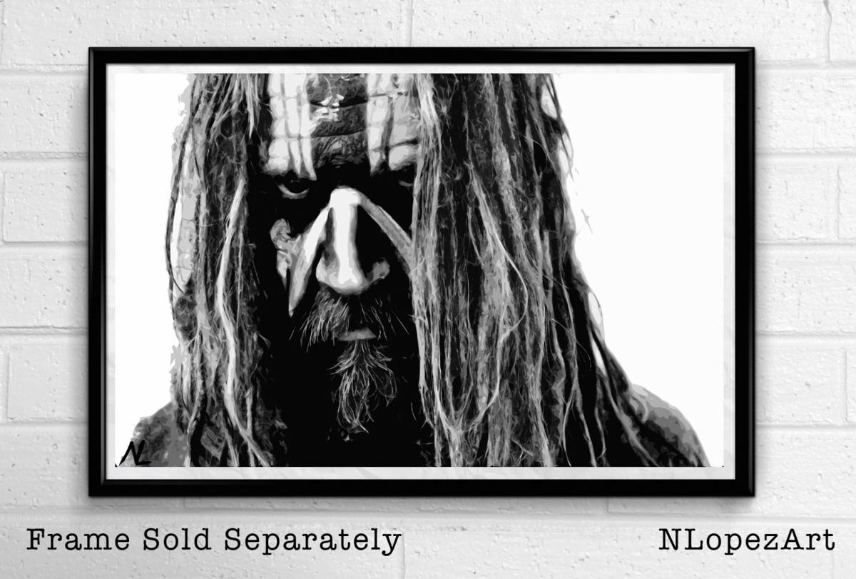 Rob Zombie Llustration - Rock And Roll Music Heavy Metal Icon - Poster | Canvas Wall Art Print