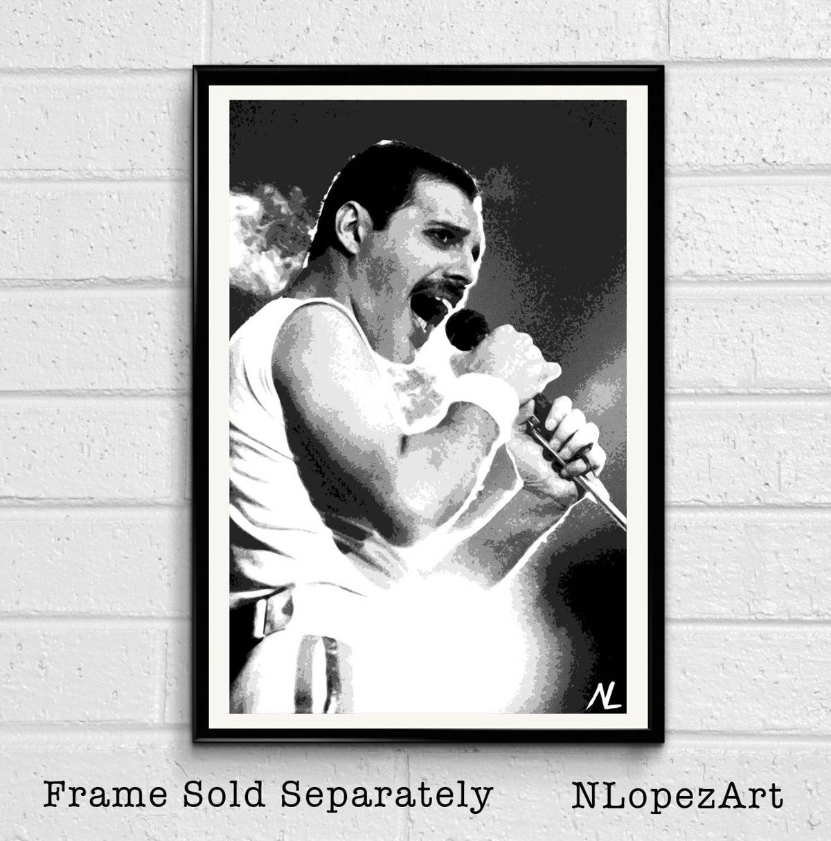 Freddie Mercury Of Queen Illustration #2 - Rock And Roll Music Icon - Poster | Canvas Wall Art Print