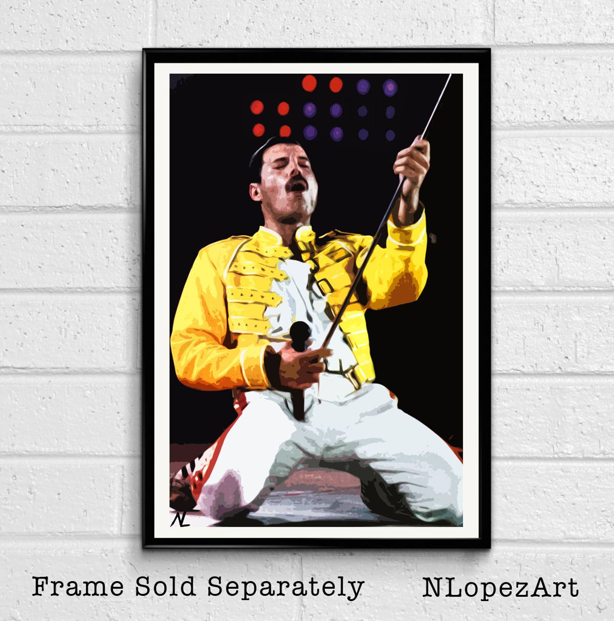 Freddie Mercury Of Queen Illustration #3 - Rock And Roll Music Icon - Poster | Canvas Wall Art Print