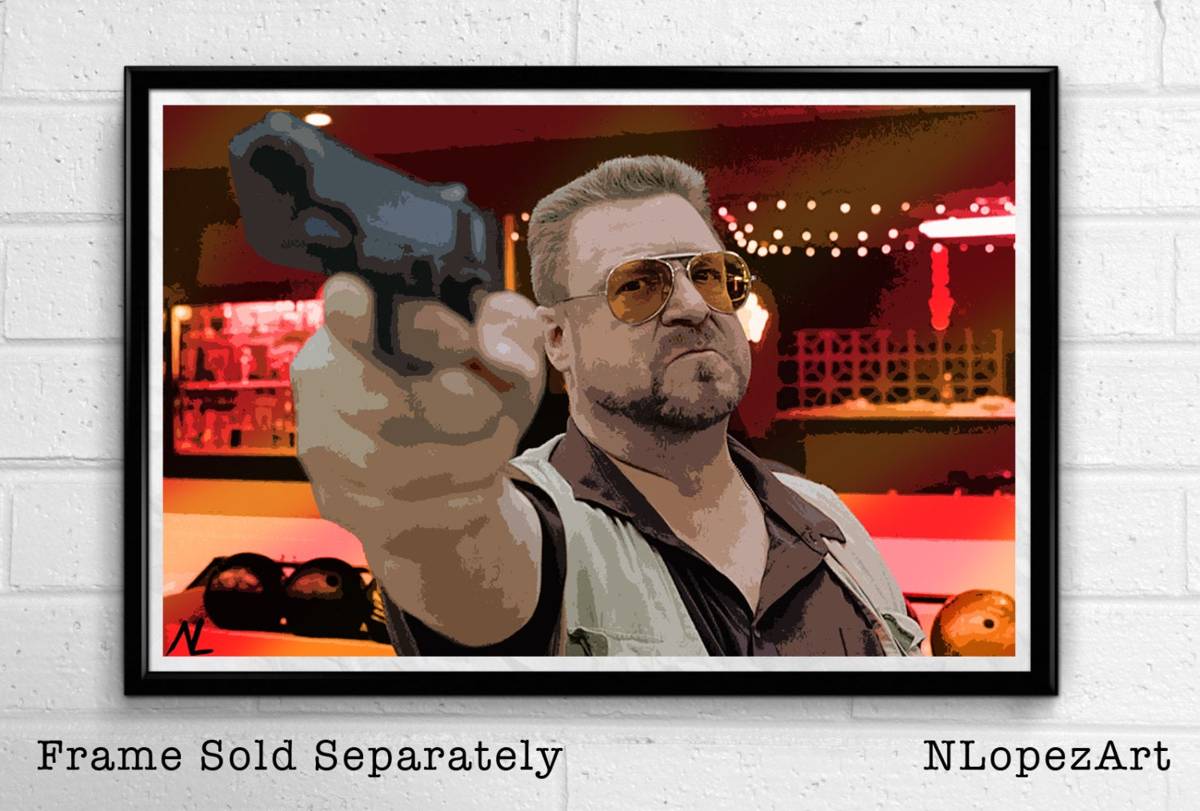 Walter From The Big Lebowski Illustration - Comedy Film Movie - Poster | Canvas Wall Art Print