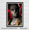 Jason Voorhees From Friday The 13Th Illustration - Horror Movie Halloween Slasher - Poster | Canvas Wall Art Print