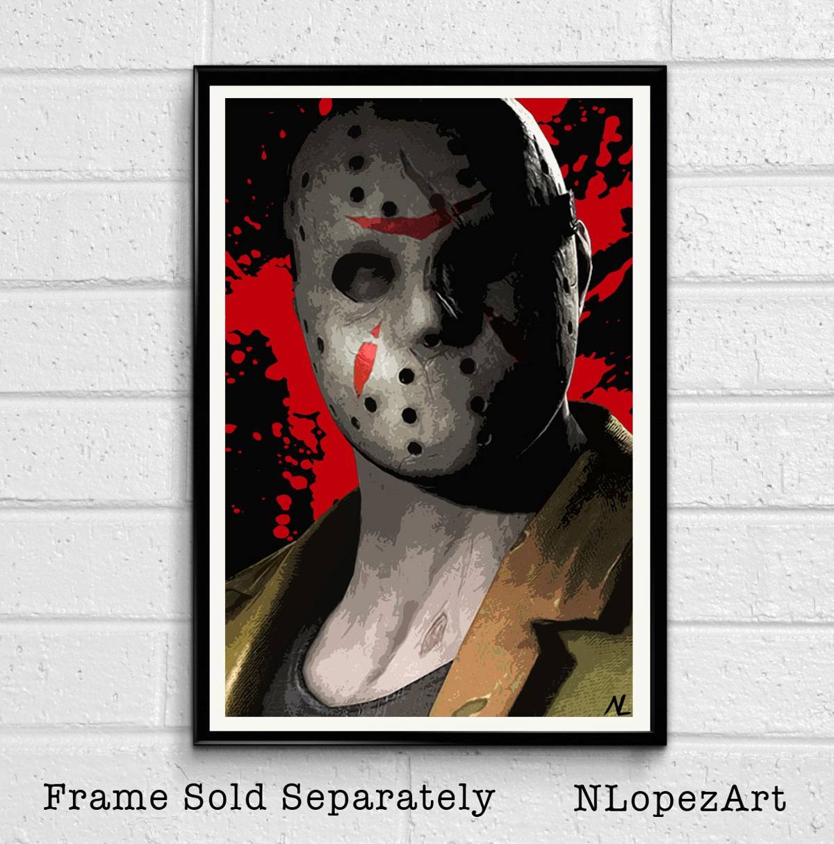 Jason Voorhees From Friday The 13Th Illustration - Horror Movie Halloween Slasher - Poster | Canvas Wall Art Print