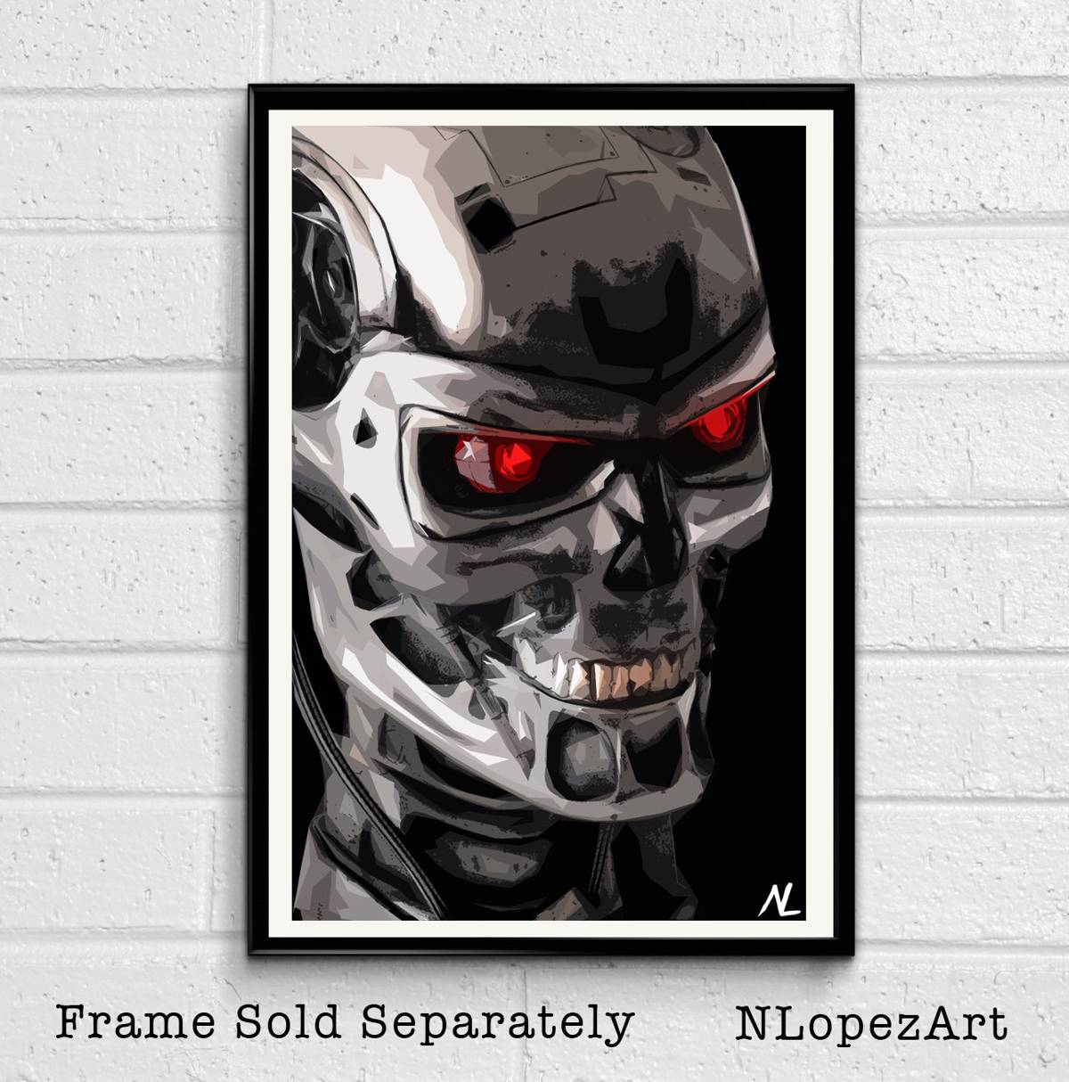 Terminator Illustration - Arnold Schwarzenegger Sci-Fi Film Robot Movie - Poster | Canvas Wall Art Print