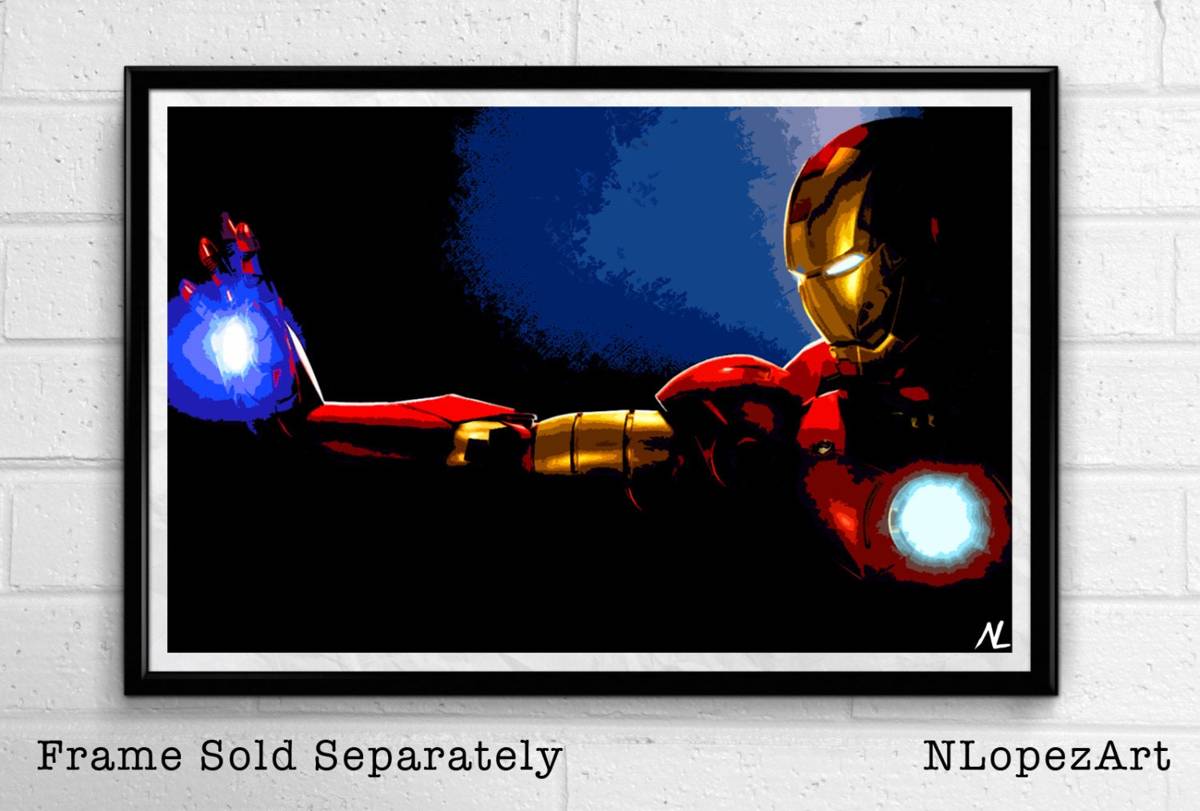Iron Man Marvel Illustration - Avengers Movie Tony Stark Superhero Comicbook Film - Poster | Canvas Wall Art Print