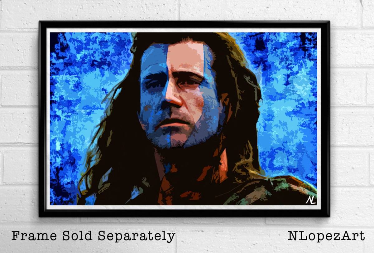 William Wallace From Braveheart Illustration - Scottish Movie Film - Poster | Canvas Wall Art Print