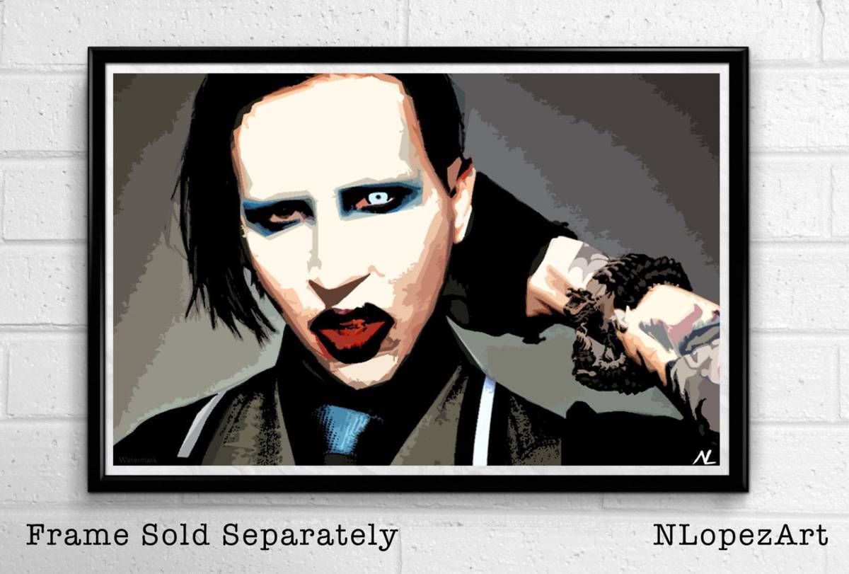 Marilyn Manson Illustration - Heavy Metal Music Icon Rock And Roll - Poster | Canvas Wall Art Print