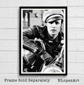 Marlon Brando Illustration - Movie Film Rebel Motorcycle - Poster | Canvas Wall Art Print