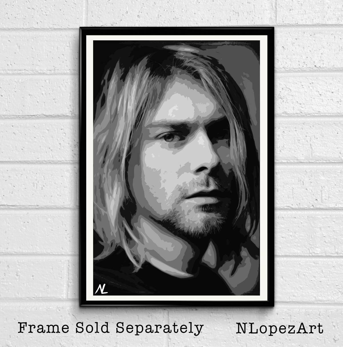 Kurt Cobain From Nirvana Illustration - Rock And Roll Music Icon - Poster | Canvas Wall Art Print