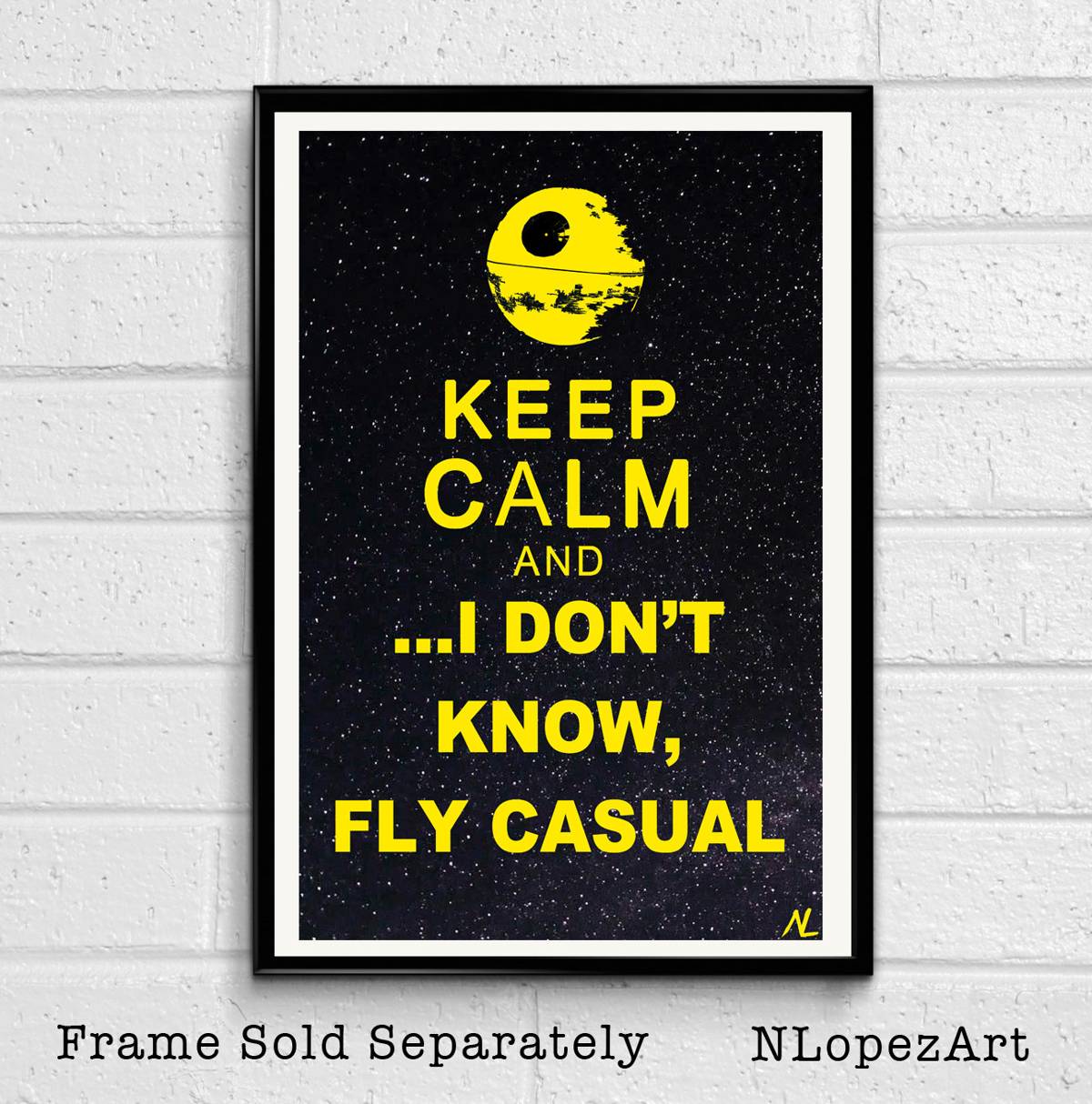 Star Wars Keep Calm Illustration - Empire Death Star Sci-Fi Film Movie - Poster | Canvas Wall Art Print