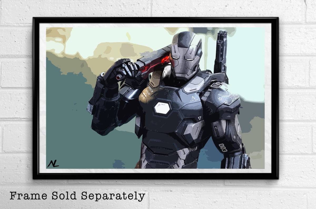 War Machine Illustration - Iron Man Marvel Avengers Movie Superhero Film Comicbook - Poster | Canvas Wall Art Print