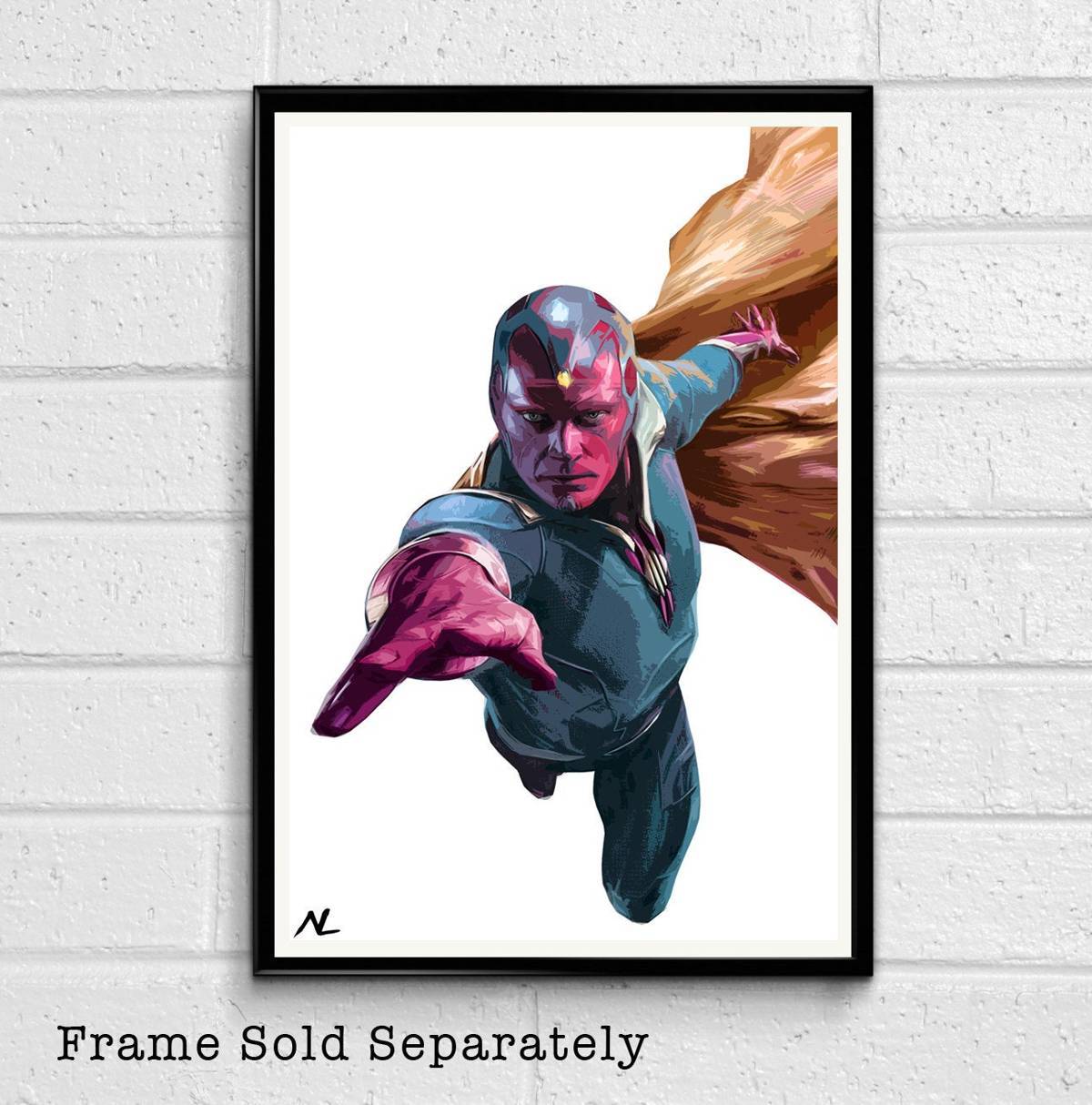 Vision Illustration #2 - Marvel Avengers Film Movie Superhero Comicbook - Poster | Canvas Wall Art Print
