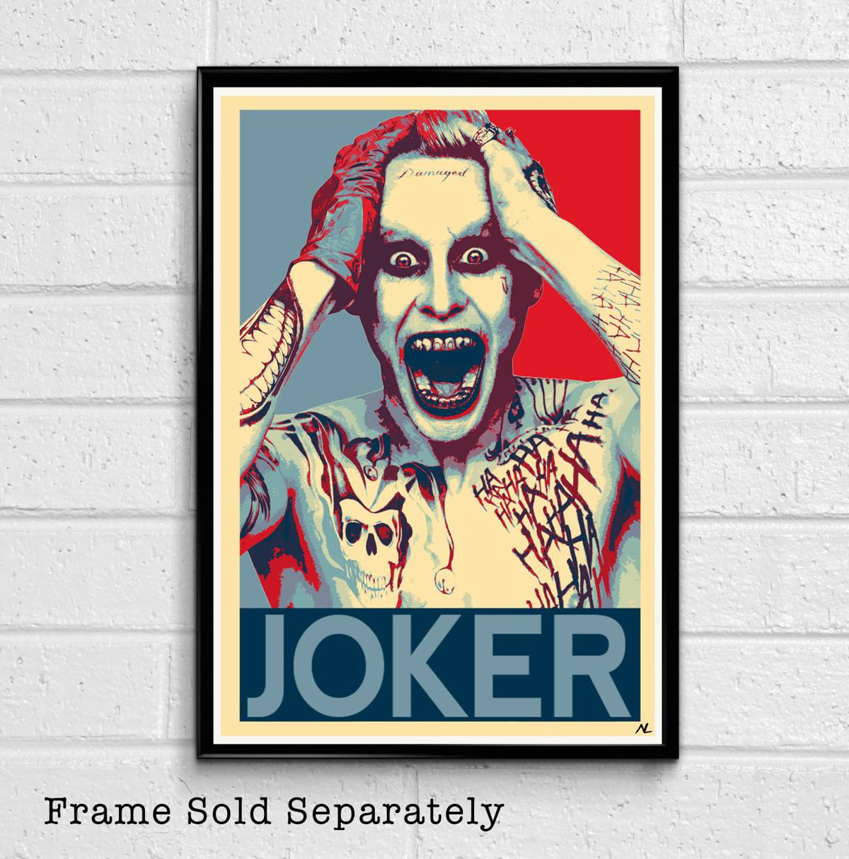 Joker Jared Leto Political Poster Illustration - Batman Superhero Movie Comicbook - Poster | Canvas Wall Art Print