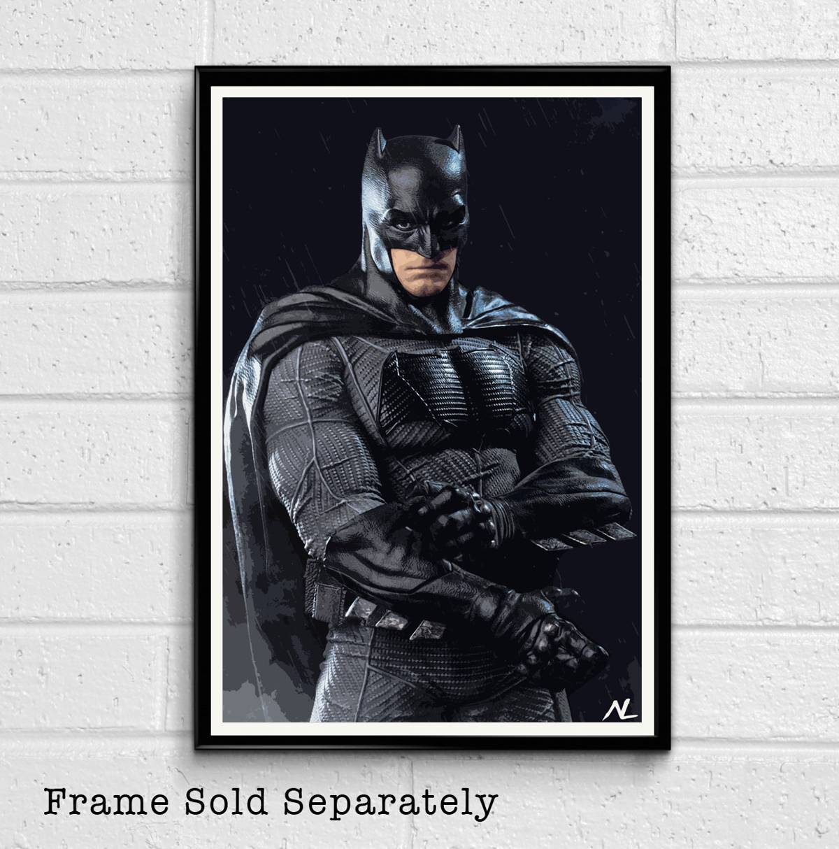 Batman Illustration - Ben Affleck Superhero Movie Film Comicbook - Poster | Canvas Wall Art Print