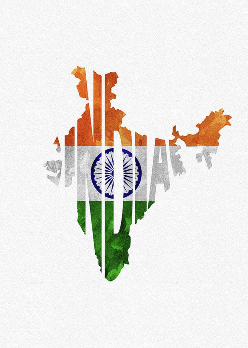 India Typographic Map Flag - Poster | Canvas Wall Art Print