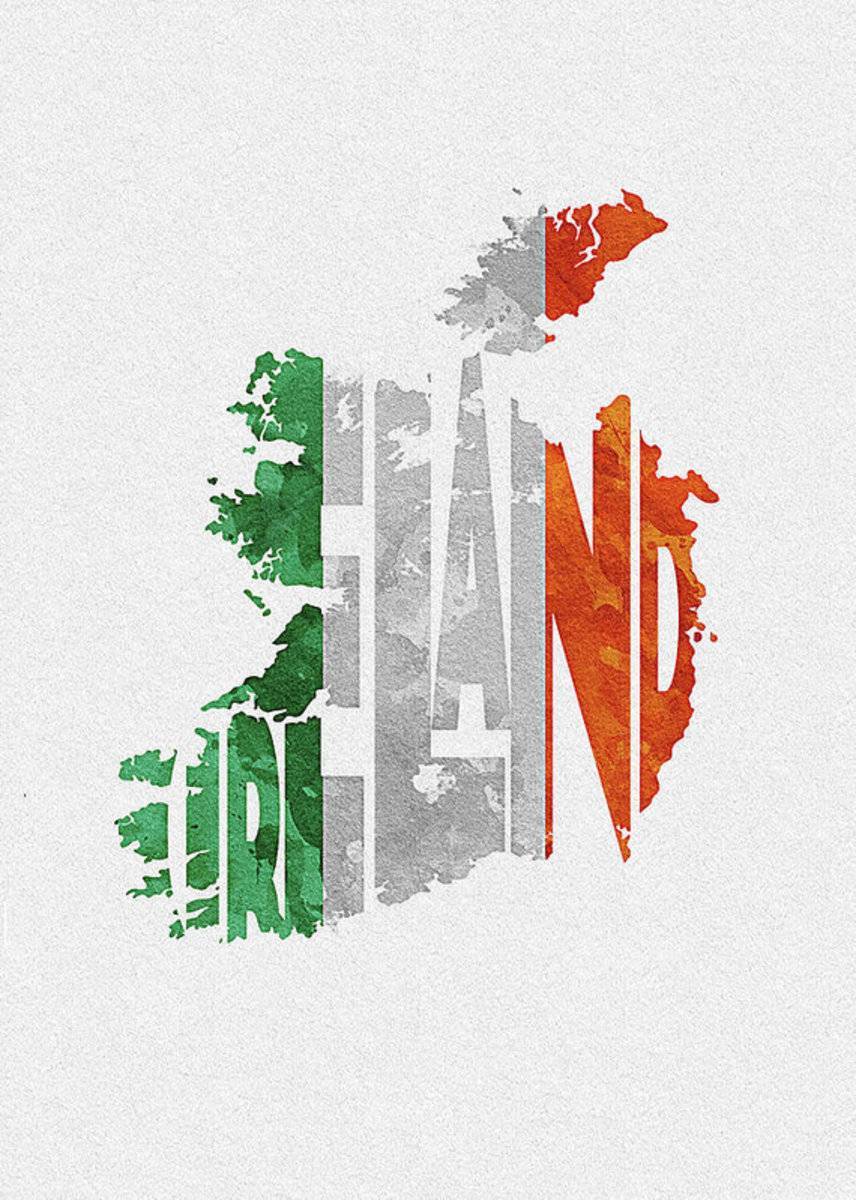 Ireland Typographic Map Flag - Poster | Canvas Wall Art Print