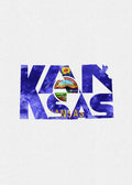 Kansas Typographic Map Flag - Poster | Canvas Wall Art Print
