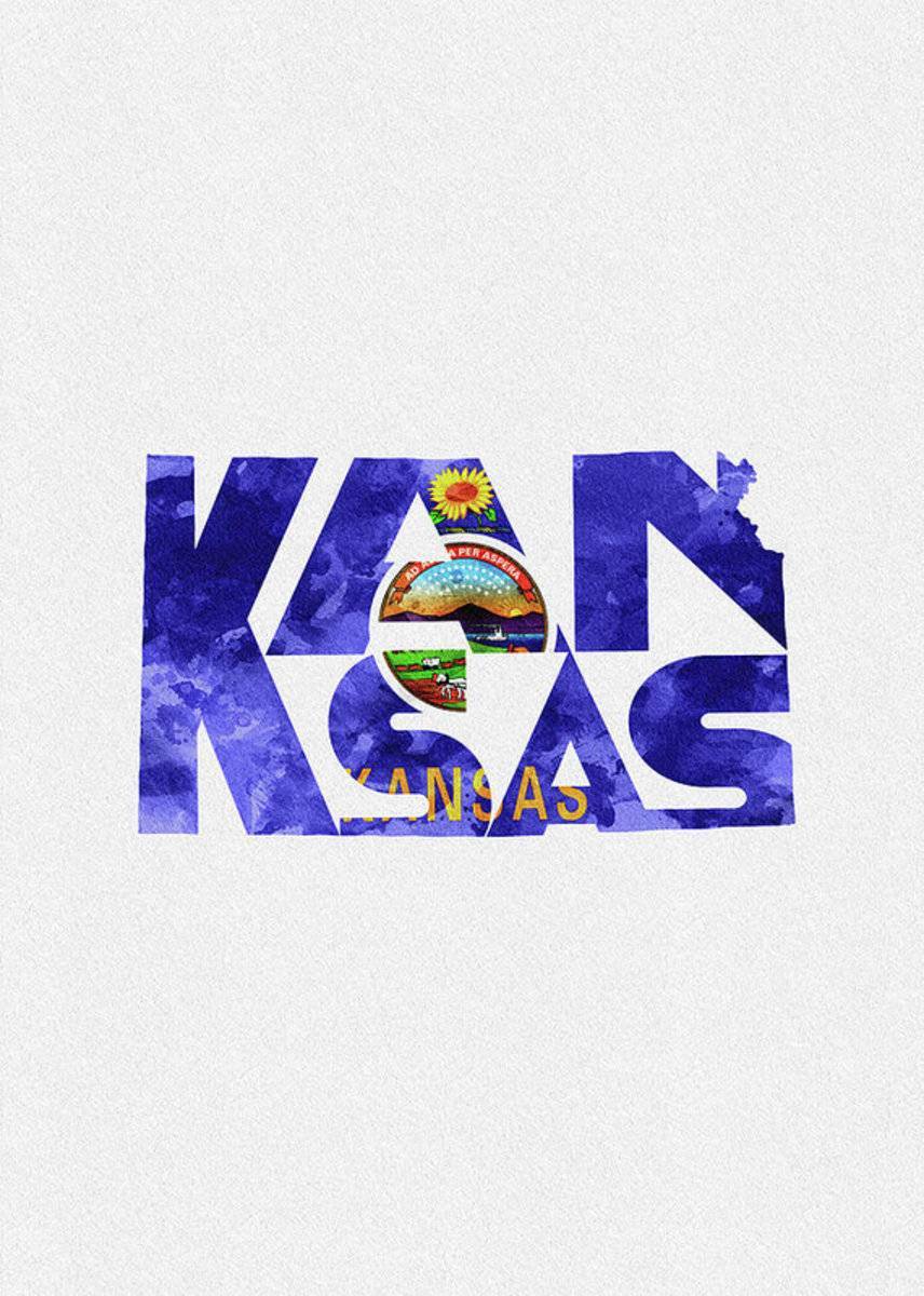 Kansas Typographic Map Flag - Poster | Canvas Wall Art Print