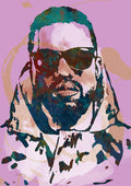 Kanye West Net Worth - Stylised Pop Art Drawing Potrait - Rapper - Poster | Canvas Wall Art Print