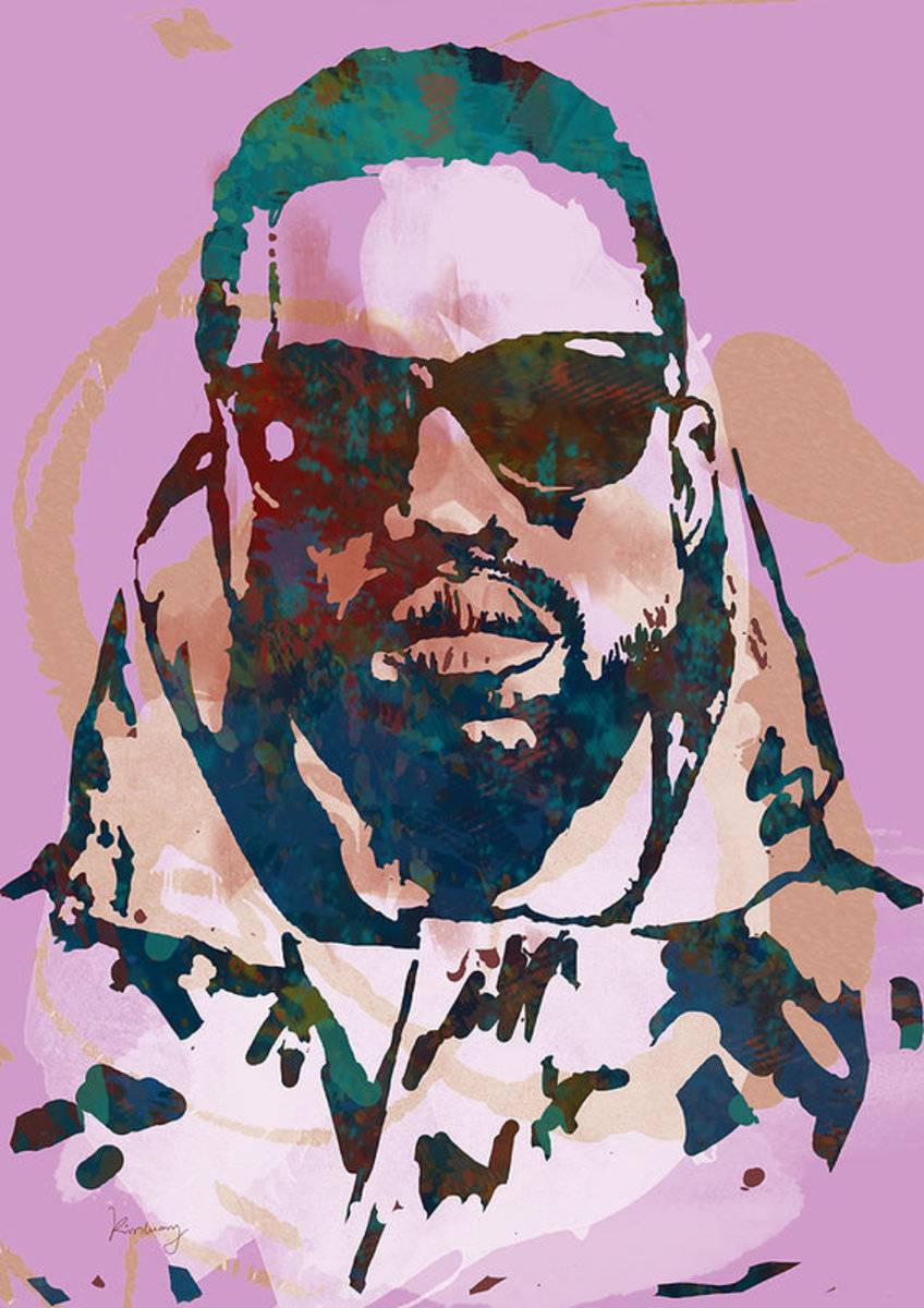 Kanye West Net Worth - Stylised Pop Art Drawing Potrait - Rapper - Poster | Canvas Wall Art Print