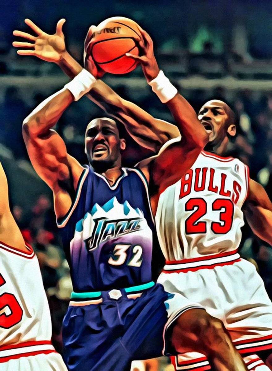 Karl Malone Vs. Michael Jordan - Poster | Canvas Wall Art Print