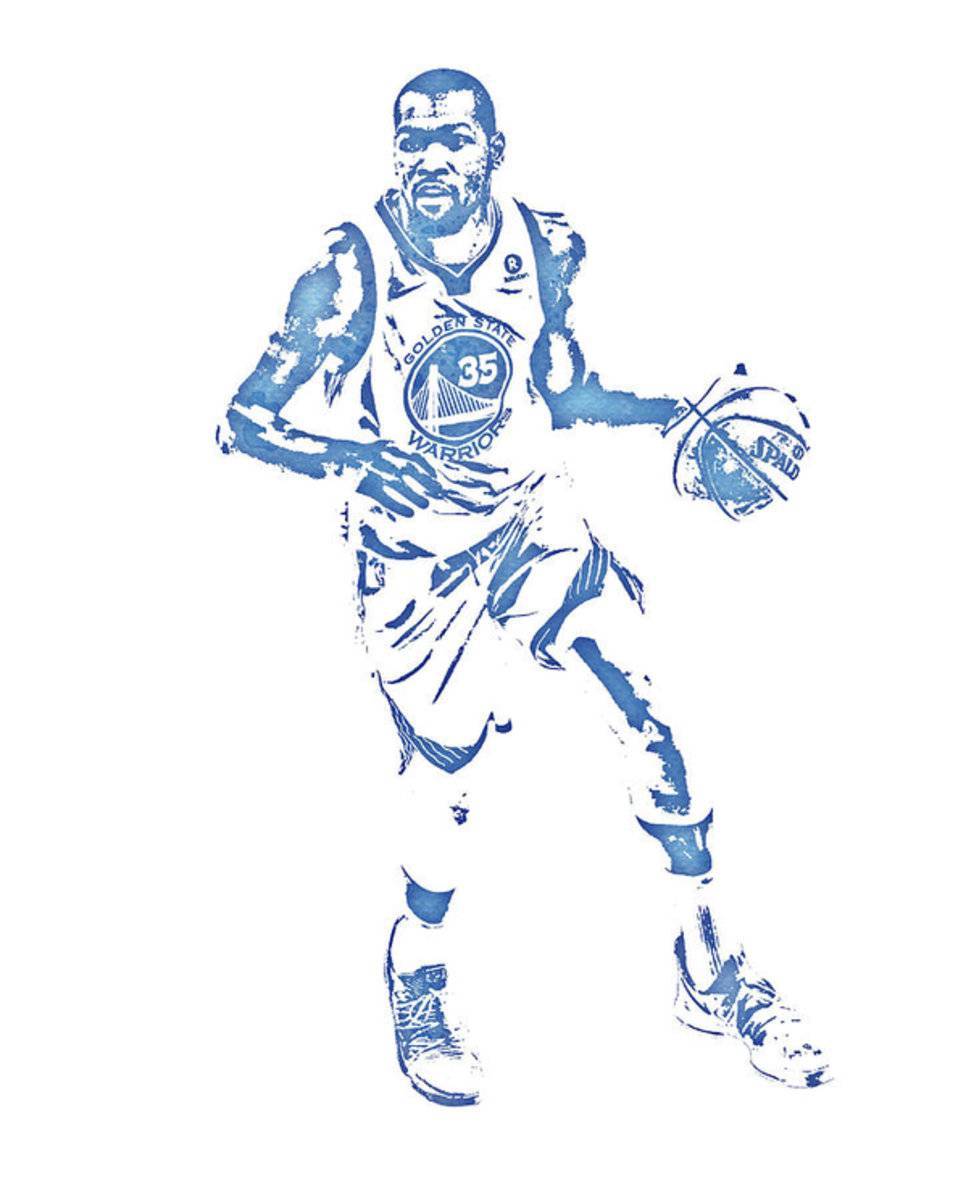 Kevin Durant Golden State Warriors Water Color Pixel Art 1 - Poster | Canvas Wall Art Print