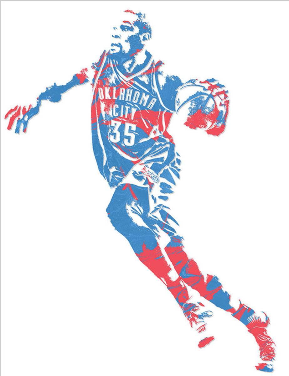 Kevin Durant Oklahoma City Thunder Pixel Art 5 - Poster | Canvas Wall Art Print