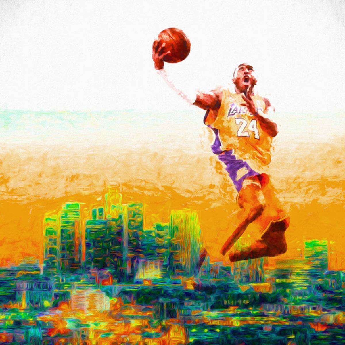 Kobe Bryant Los Angeles Lakers Digital Painting 1 - Poster | Canvas Wall Art Print
